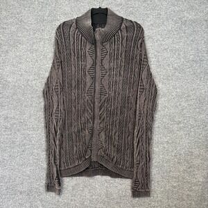 Carbon 2 Cobalt Sweater Mens Large Gray Zip Cardigan 3D Cable Knit‎ Textured